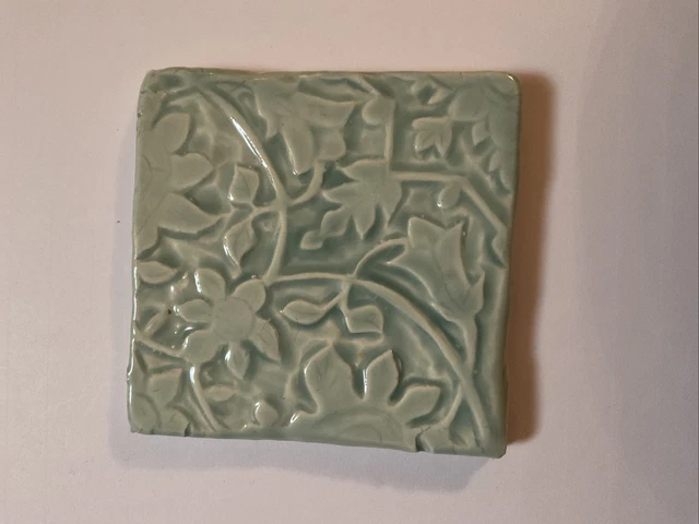 Flower HandMade Porcelain Art Tile Backsplash Indoor Outdoor  Trivet Decor 4”
