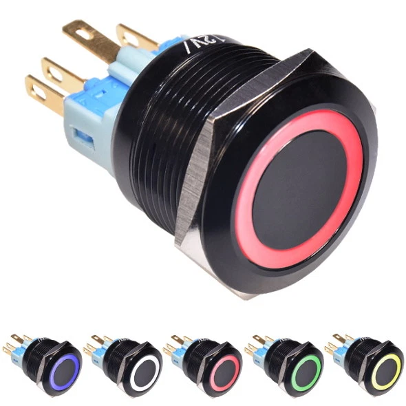 KVSERT Lot De 20 Interrupteurs Bouton-Poussoir Momentanés Rouge/Vert 22mm 10A 380V DPST