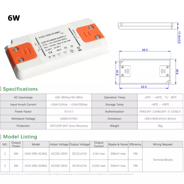 Transformateur DEL 230V sur 12V/24V pilote transformateur ballast 6W - 60W 3