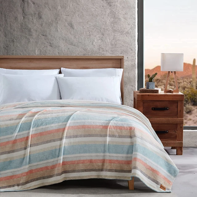 Wrangler - Queen Blanket, Ultra Soft Plush Fleece Blanket Glen Canyon Stripe