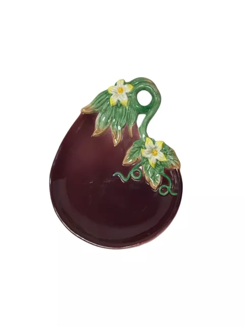 Fitz & Floyd Gardening Gourmet Eggplant Plate Canapé Appetizer Purple Wall Décor