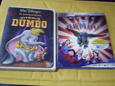 (2) Disney Dumbo Blu-Ray/DVD Lot:  Original + Tim Burton Remake (w/Slipcover)