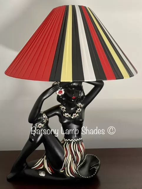 PLASTIC RIBBON COOLIE LEMON, RED, BLACK & WHITE LAMPSHADE for BARSONY LAMP