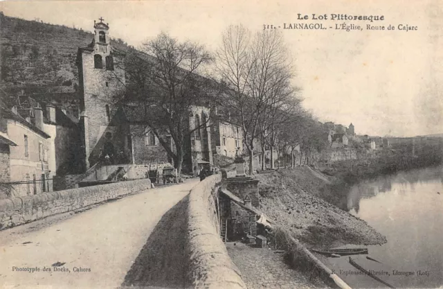 Cpa 46 Larnagol Eglise Route De Carjac