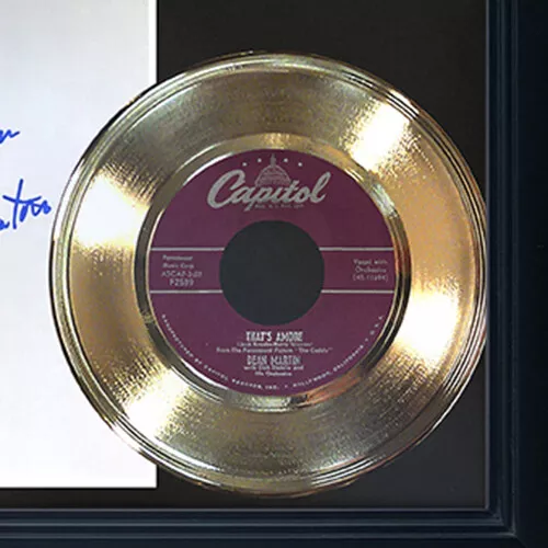 Dean Martin "That's Amore" Framed Gold 45 Record Reproduction Signatures 3