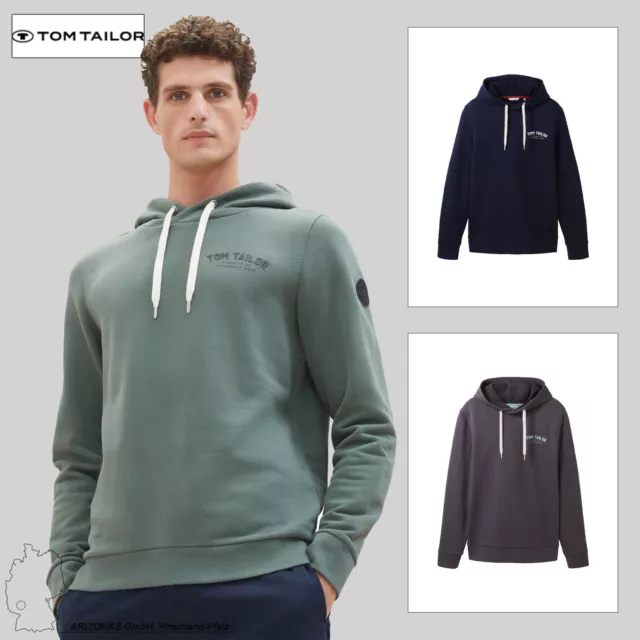 Marken Hoodie von Tom Tailor mit Tunnelzug & Print Kapuzenpullover aus Baumwolle