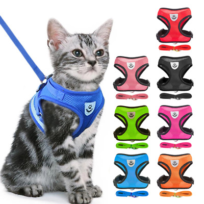 Cat Dog Harness Adjustable Vest Walking Lead Leash For Puppy Dogs Collar Polyest