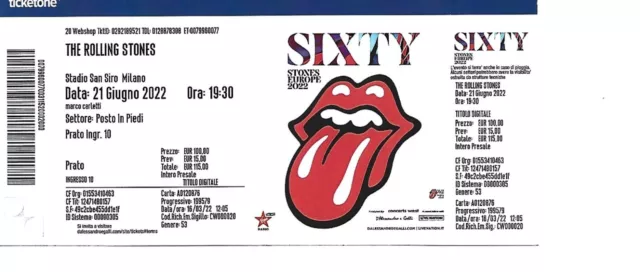 Biglietto concerto The Rolling Stones - Milano 21/06/2022