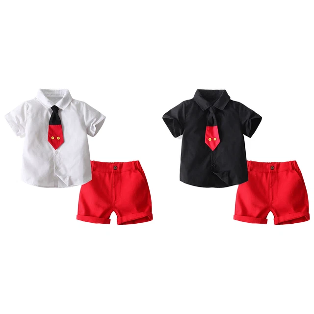 Set outfit scuola bambini cravatta pantaloncini tuta bambino compleanno abbigliamento casual