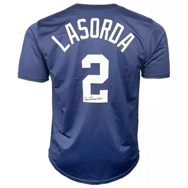 Tommy Lasorda Signed USA Olympic Blue Baseball Jersey Bled Numbers (JSA)