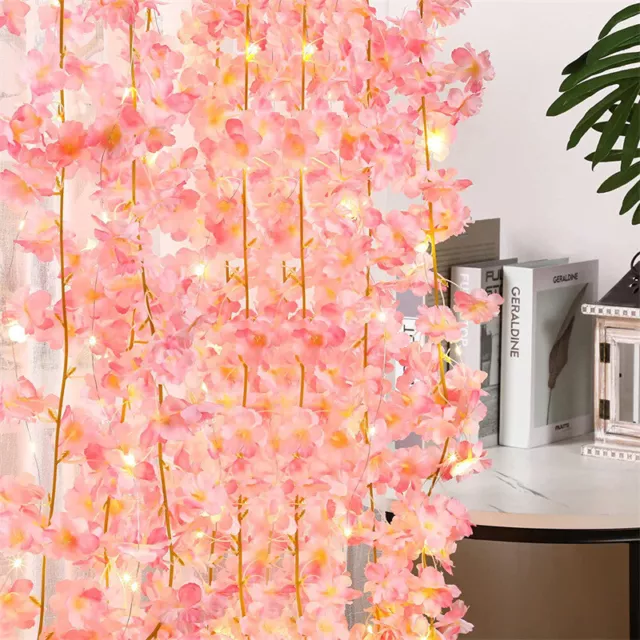 Cherry Blossom String Light 20led Artificial Flower Garland Vines Fairy Lights 2