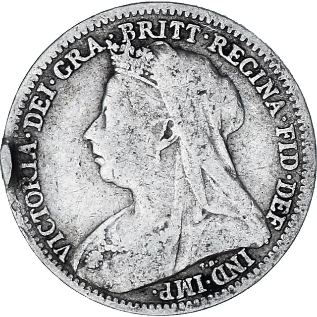 [#849978] Coin, Great Britain, Victoria, 3 Pence, 1900, VF(20-25), Silver, KM:77