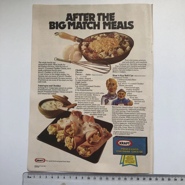 KRAFT PROCESSED CHEDDAR Cheese 1970's Original Vintage Magazine