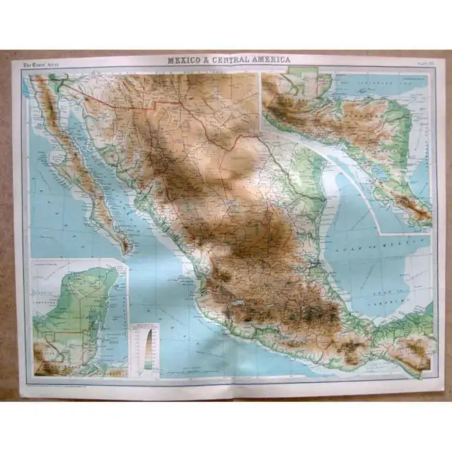 MEXICO AND CENTRAL AMERICA - Vintage Map 1922 by Bartholomew