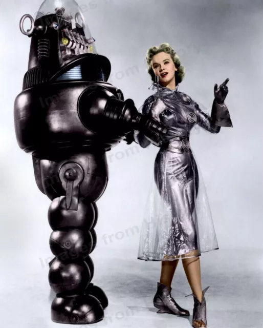 8x10 Print Anne Francis Colorized Robby the Robot Forbidden Planet 1956 #5756