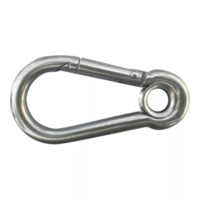 Stainless Steel Spring Hook With Eyelet, 316 Stainless Harness Clip Marine Grade