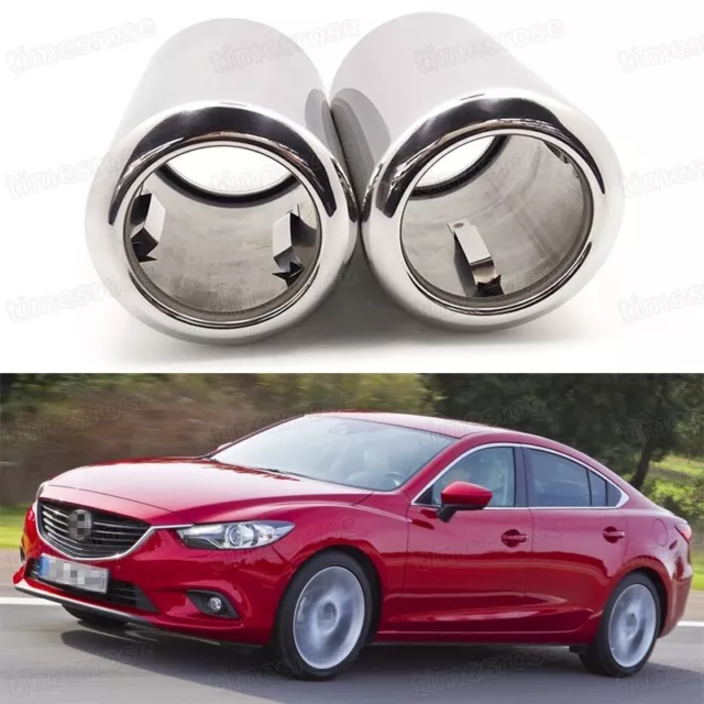 2x Car Exhaust Muffler Tip Tail Pipe End Trim Silver for Mazda 6 2013-2017 #1048