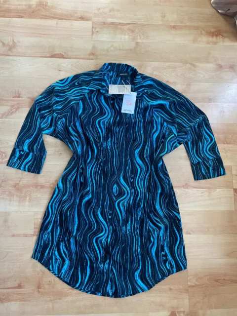 Monki Womens Black And Blue Pattern Midi Oversized Shirt Dress Size XS 6, 8, 10,