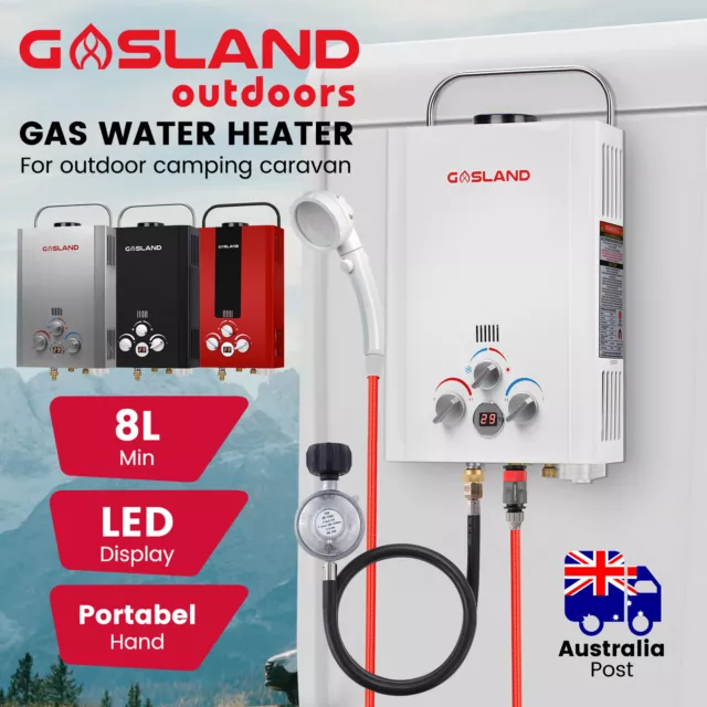 GASLAND 8L Portable Gas Water Heater LPG Camping Hot Water Shower System Caravan