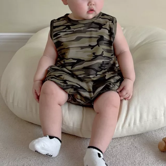 Newborn Baby Boys Camouflage Romper Infant Summer Sleeveless Bodysuit Jumpsuit
