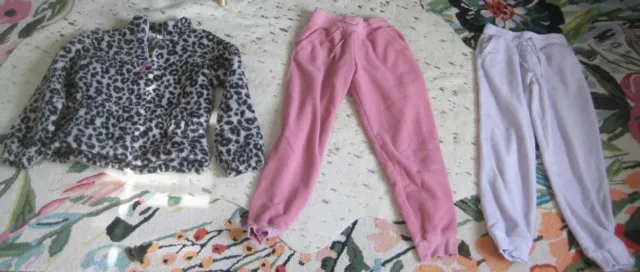 Lot Of 3 Girls Gap Kids Fleece Leopard Zip Sweatshirt Joggers Sweatpants Size La