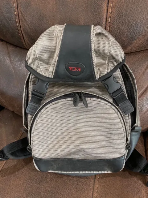 Tumi Flap Lid nylon waterproof Backpack - Black and Gray 