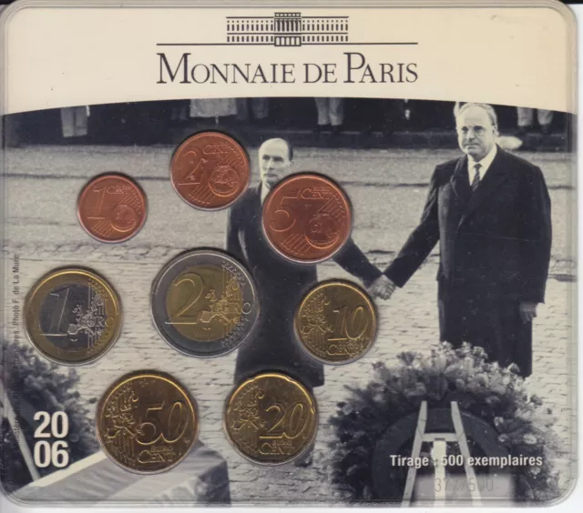 Coffret Euro France 2006 ... Monnaie De Paris ... Mitterand Kohl ... 500 Tirages