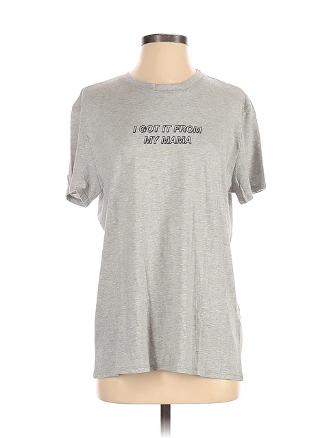 EMI JAY Women Gray Short Sleeve T-Shirt S