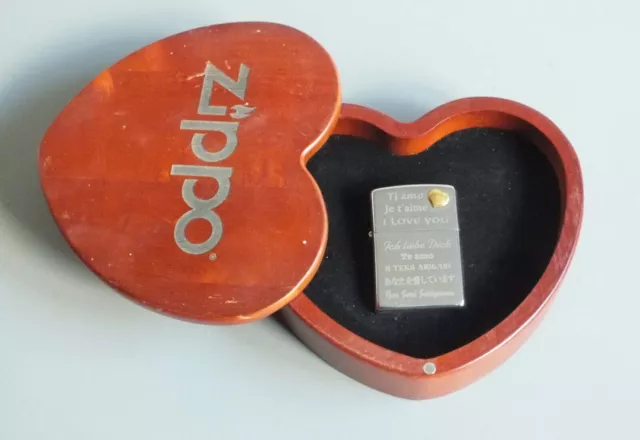 Briquet Zippo Dans Boite En Forme De Coeur I Love Ou Je T Aime Ti Amo D 06 D06 *