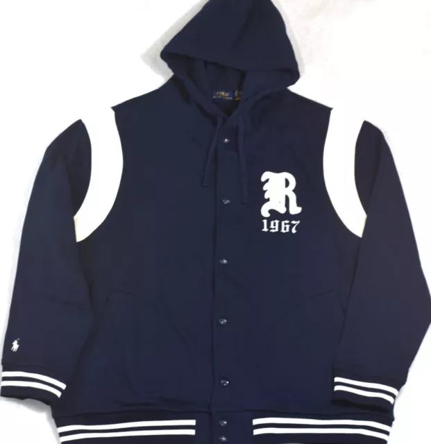 Polo Ralph Lauren Hooded Colorblock Baseball Jacket Navy 2XB 2X NWT