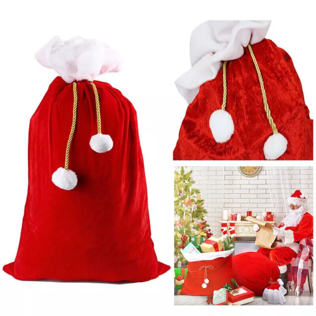 Large Red Santa Sack Father Christmas Drawst Bag Xmas Stocking Party Gift Bags