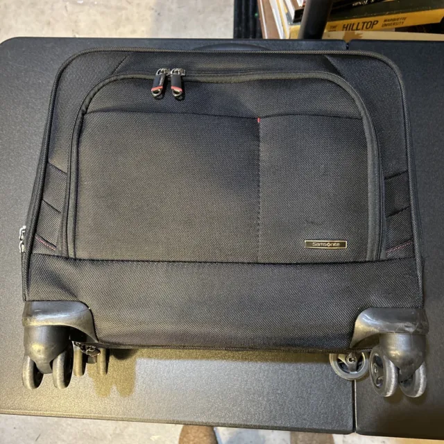 Samsonite Wheel Rolling Carry-On Black Briefcase Luggage Overnight Bag 17x18x9