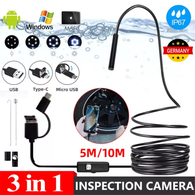 5M 10M USB LED Endoskop Wasserdicht Endoscope Inspektion Kamera Für Android PC