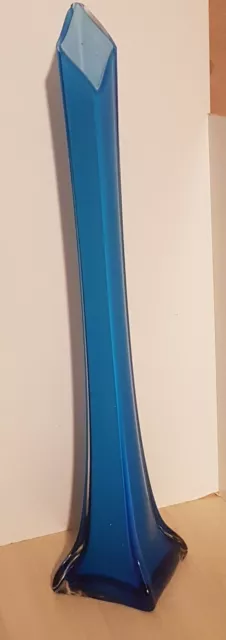 Cobalt Blue Tall Glass Vase 16.5"