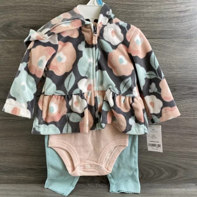 Baby Girl Carter's 3-Piece Floral Jacket, Bodysuit & Pants Set 6 Months NWT