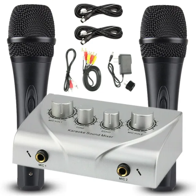 Karaoke Sound Mixer 2 Mic Echo Microphone Pre-amplifier for Home Theatre System 2