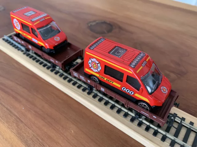 RARE JOUEF lot 2 Wagons Marchandise Plat HO + 2 Camions De Pompier Neufs.