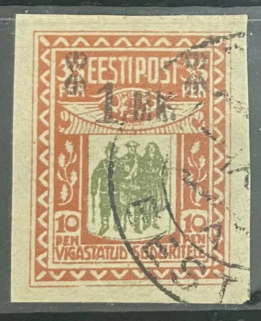 ESTONIA Stamp 1920 early local Provisional surcharged issue Used 1Mk
