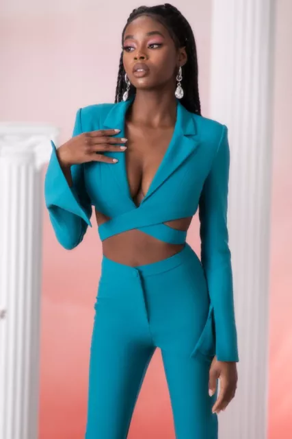 Size 8 Oh Polly Petite Teal 2 Piece Suit 3
