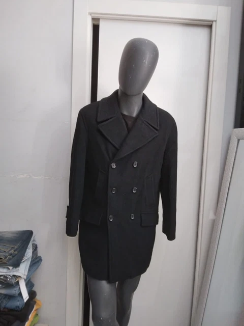 Manteau Colbert Vintage Homme Taille 52 - Mélange Cachemire Gris Foncé - Occasion Très Bon état