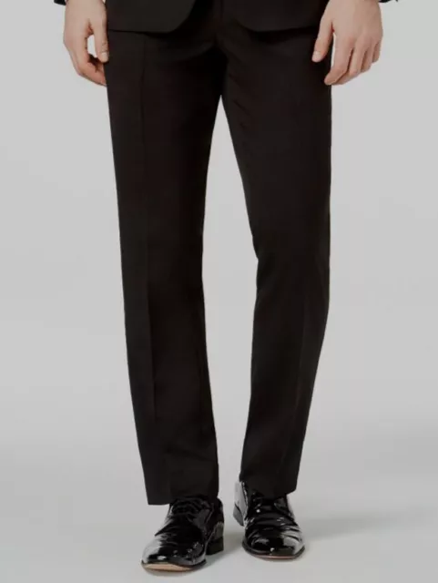 $190 Kenneth Cole Men's Black Techni-Cole Slim Fit Tuxedo Dress Pants 31W 32L