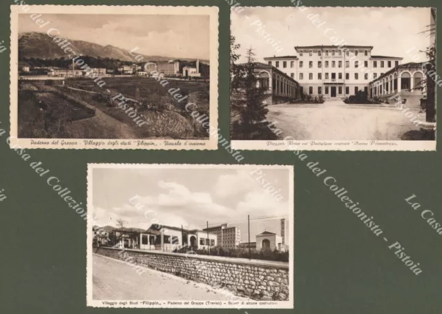 PADERNO DEL GRAPPA, Treviso. Villaggio degli studi Filippin. 3 cartoline d'epoca