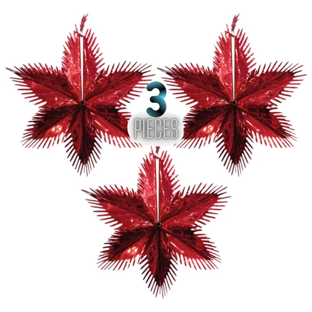 3Pcs Metallic Foil Starburst Christmas Tree Decoration Xmas Party Ornament 60cm