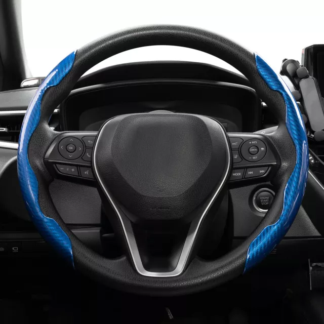 2x Blue Car Carbon Fibre Steering Wheel Booster Anti-Slip Cover Accessories UK