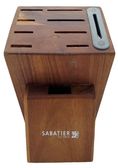 Cuchillo de madera Sabatier bloque de 10 ranuras contador 8,75"" alto 5"" de ancho
