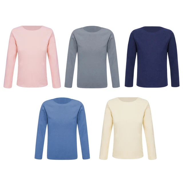T-shirt bambini ragazzi ragazze base biancheria intima termica top camicia a maniche lunghe top