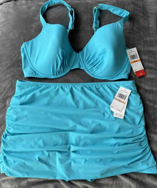 NWT Jantzen Swimsuit Bikini Underwire 36DD Bikini Ruched Skirtini 12 Cascade NWT Jantzen Swimsuit Bikini Underwire 36DD Bikini Ruched Skirtini 12 Cascade