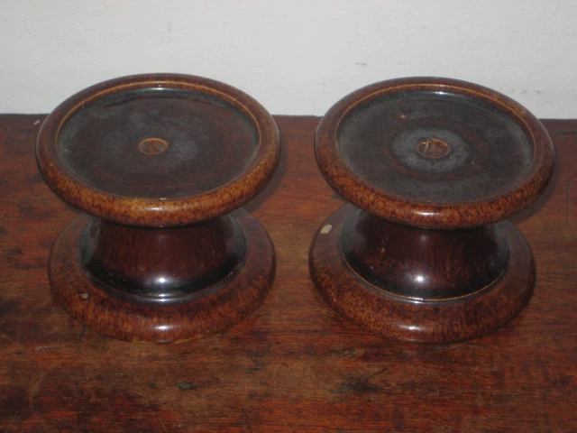 English Pair Of Window Stops 19Th Century Brameld Type Glaze