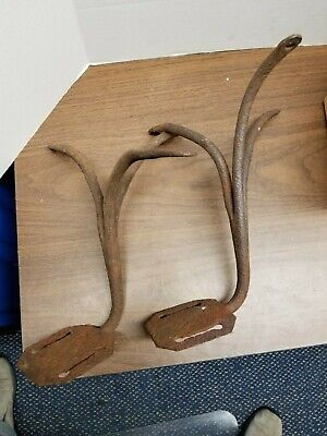 Primitive Cast Iron Buggy Carriage  / Sleigh Steps Three Prong Set of 2