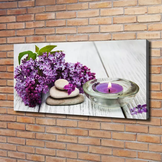 Leinwandbild Kunst-Druck 120x60 Bilder Blumen Pflanzen Flieder Zen Stein